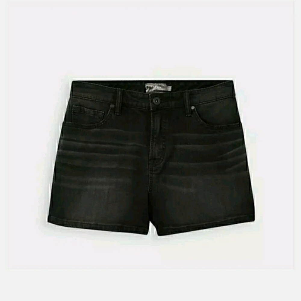 HIGH RISE A-LINE SHORTIE SHORT - VINTAGE STRETCH WASHED BLACK Torrid Size 16